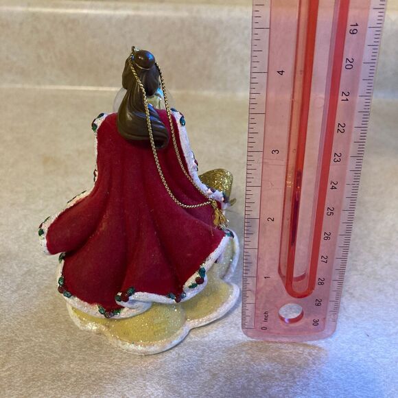 Disney Princess Belle Ornament with Flocked Cape Holding Snow Globe - Picture 3 of 6